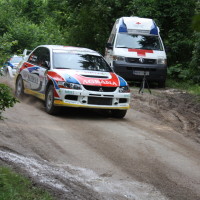 Schneebergland Rallye 2013 Mitsubishi Lancer Evo 9 Gerwald Grössing SP 11 Start