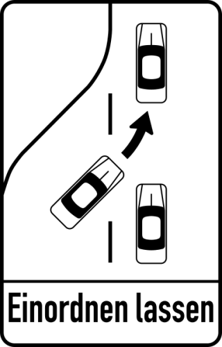 Fahrbahnverengung Einordnen lassen Reißverschlusssystem Schild Verkehrszeichen