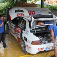 Schneebergland Rallye 2014 Mitsubishi Lancer EVO IX Anton Schatzeder Service